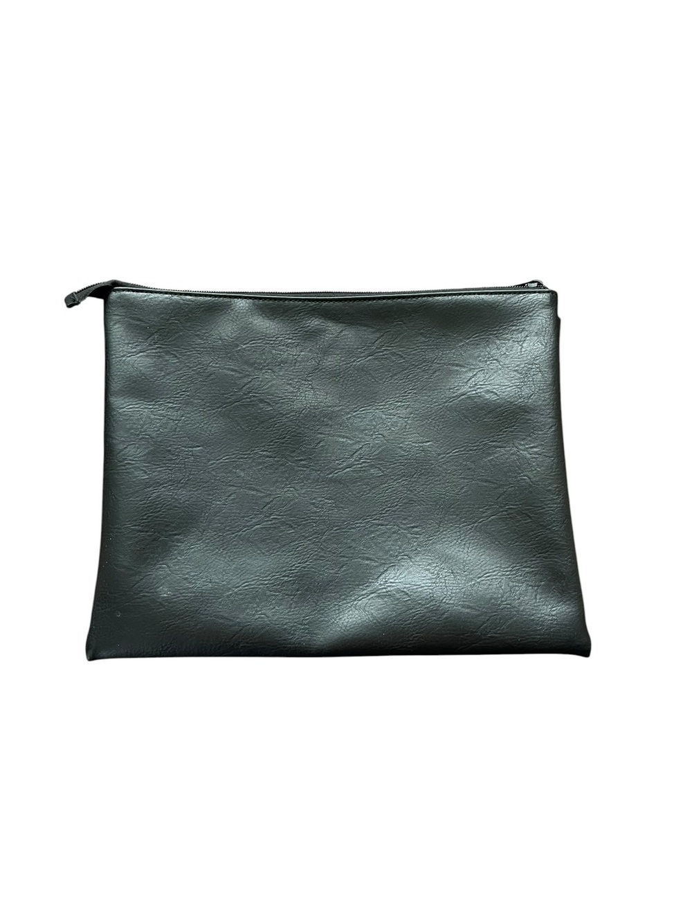 Beis Faux Leather Zip Top Cosmetic Pouch Bag Black 12x9